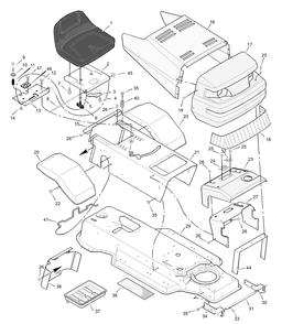 Chassis And Hood Diagram and Parts List for 387000X92A 2003 Briggs and Stratton Lawn Tractor